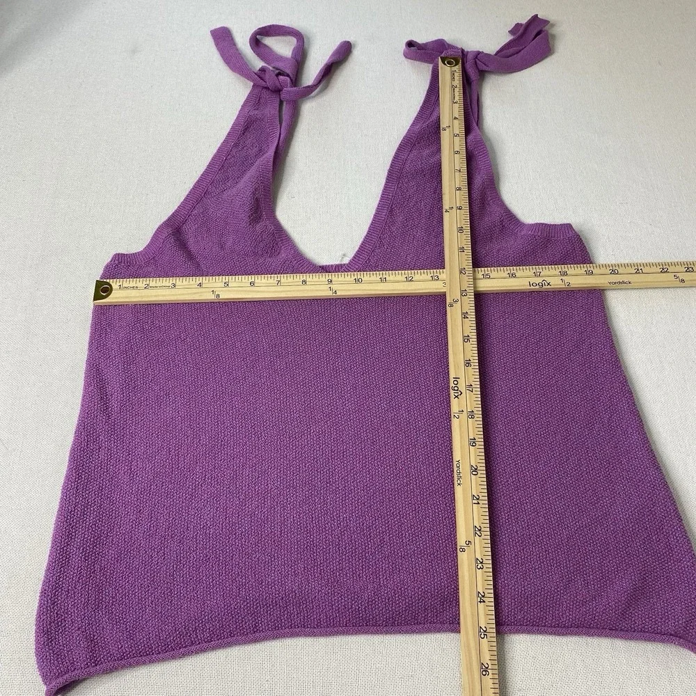 Free People Beach Purple Knit V-Neck Tie Strap Sweater Tank‎ Top Women's Large